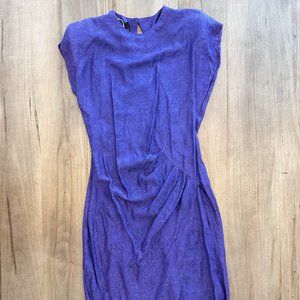80S WOMENS VINTAGE FITTED FLORAL MIDI DRESS